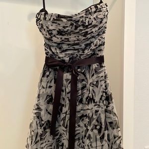 BCBG MaxAzria XS Strapless black and white cocktail dress